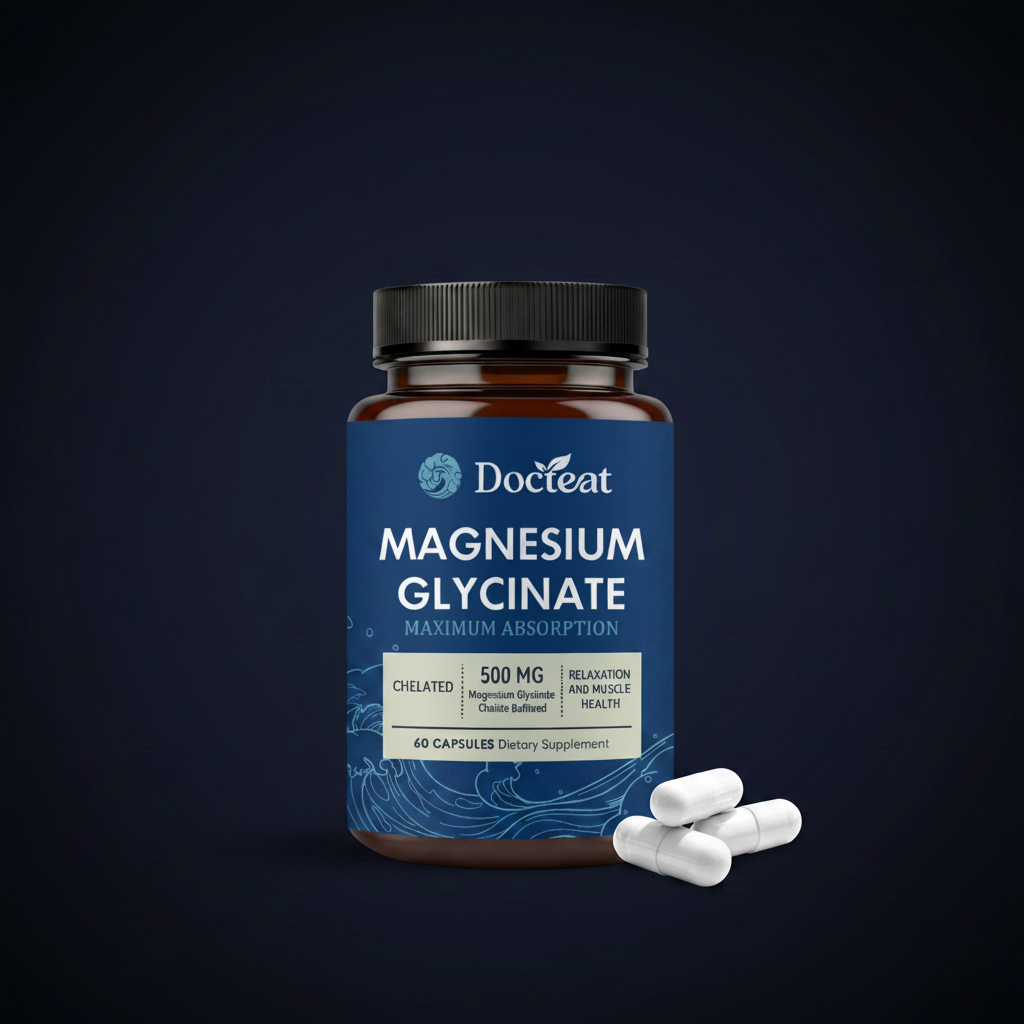 Magnesium Glycinate Capsules on dark background